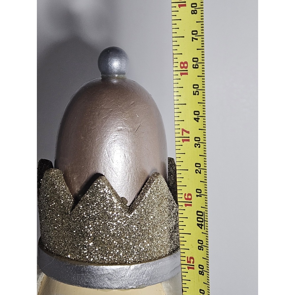 King Nutcracker 19" Wooden Christmas Decor Hollywood Style White Gold Pink - Picture 7 of 8